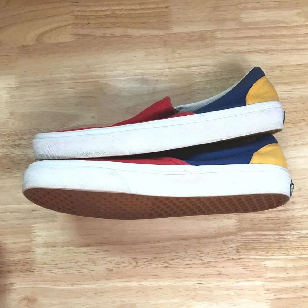 Vans Colorblock Classic Slip On Sneakers 9M 10.5W‎ Red Blue Yellow